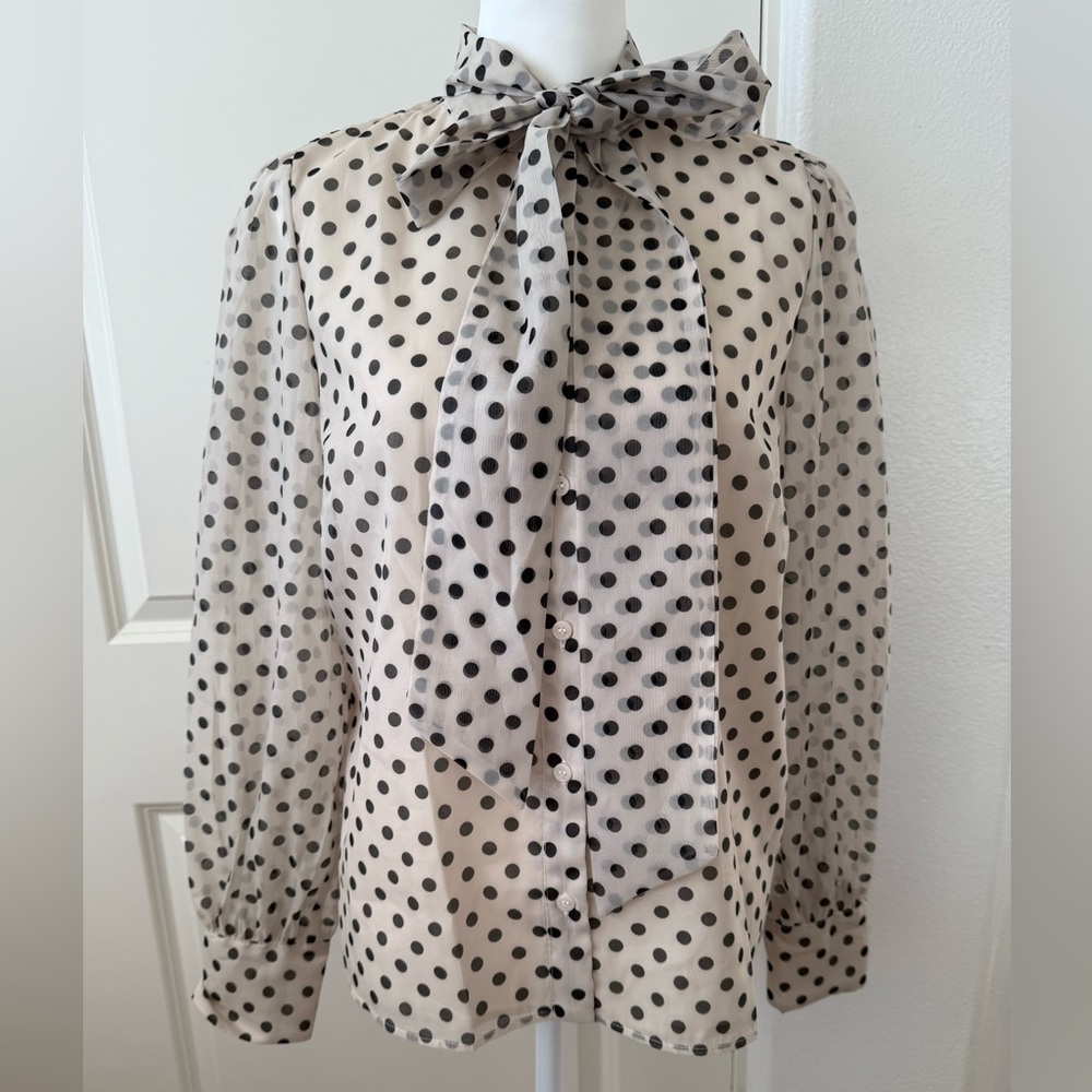 NWT Fashion Nova Sheer Polka Dot Blouse